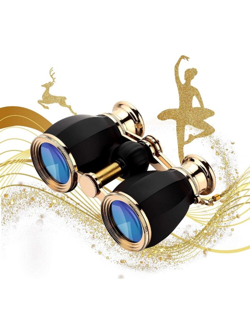 Elegant Opera Glasses for Women, 4x30 Theater Binoculars with Chain, Stylish